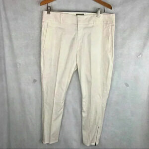 HELMUT LANG Womens Hem Zip Stretch White Dress Pants Sz 10 Career Bussiness Work